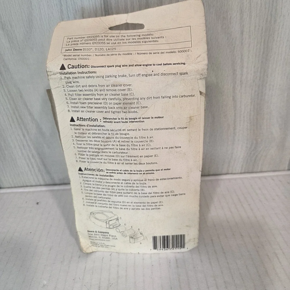 John Deere Original Equipment Air Filter GY21055